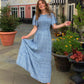🌷Early Summer Sale-70% Off🌸2026 Women's Casual Floral Print Short Flutter Sleeve Smocked High Waist Flowy Maxi Dress