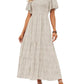 🌷Early Summer Sale-70% Off🌸2026 Women's Casual Floral Print Short Flutter Sleeve Smocked High Waist Flowy Maxi Dress