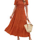 🌷Early Summer Sale-70% Off🌸2026 Women's Casual Floral Print Short Flutter Sleeve Smocked High Waist Flowy Maxi Dress