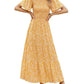 🌷Early Summer Sale-70% Off🌸2026 Women's Casual Floral Print Short Flutter Sleeve Smocked High Waist Flowy Maxi Dress