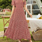 🌷Early Summer Sale-70% Off🌸2026 Women's Casual Floral Print Short Flutter Sleeve Smocked High Waist Flowy Maxi Dress
