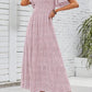 🌷Early Summer Sale-70% Off🌸2026 Women's Casual Floral Print Short Flutter Sleeve Smocked High Waist Flowy Maxi Dress
