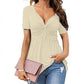 🔥LAST DAY 60% OFF ☀️🛍️Women's Short Sleeve V-Neck Twist Front Tunic Top