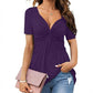 🔥LAST DAY 60% OFF ☀️🛍️Women's Short Sleeve V-Neck Twist Front Tunic Top
