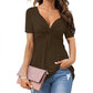 🔥LAST DAY 60% OFF ☀️🛍️Women's Short Sleeve V-Neck Twist Front Tunic Top