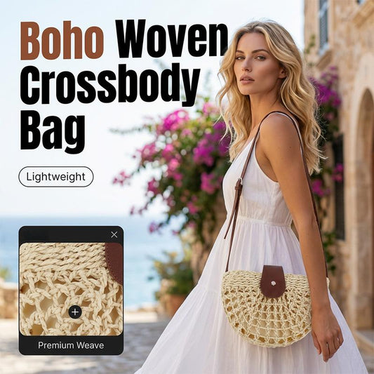 👜 LIMITED-TIME 50% OFF! ✨ Woven Crossbody Bag – Boho, Handwoven, Adjustable, Lightweight ✨