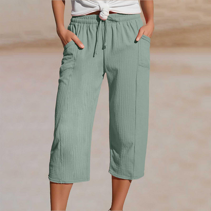 ⛱️Last Day Special Price ￡13.99!!🤩🔥Women's Solid-Color Pleated Cotton-Linen Cropped Pants