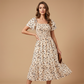🤩2026 Summer Hot Sale 50% OFF!💖Square Neck Floral Midi Dress – Smocked Bodice, Flowy Tiered Skirt, Romantic
