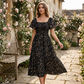 🤩2026 Summer Hot Sale 50% OFF!💖Square Neck Floral Midi Dress – Smocked Bodice, Flowy Tiered Skirt, Romantic