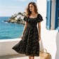 🤩2026 Summer Hot Sale 50% OFF!💖Square Neck Floral Midi Dress – Smocked Bodice, Flowy Tiered Skirt, Romantic
