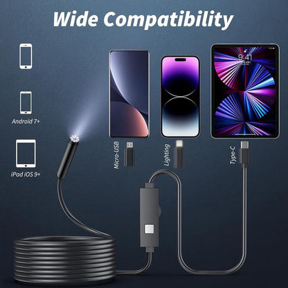 🏆LAST DAY SALE: ONLY ￡9.99!!🎁✨TechView™🇬🇧HD Endoscope Camera for iPhone & Android – 1920P Inspection Scope with 8 Adjustable LED Lights 🔍📱