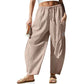 ⏰2026 Summer Hot Sale 50% OFF 🌊✨Women's Wide Leg Gingham Striped Plaid Pants🏖️-Casual Barrel Loose Drawstring Pants with Pockets☀️