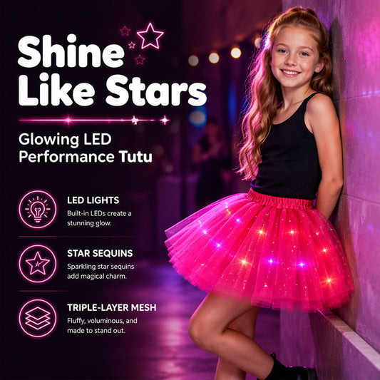 ✨🌈 LIMITED-TIME 50% OFF! LED Light-Up Sequin Tutu Skirt – Kids & Adult Sizes, Triple-Layer Tulle and Stretch Waistband 💃