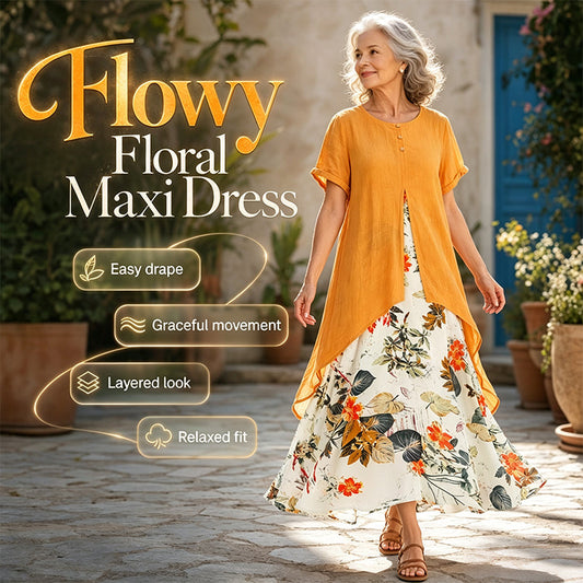 ⏰Last Day Sale 60% OFF💐👗Women's Layered Look Floral Print Casual Dress👍✨