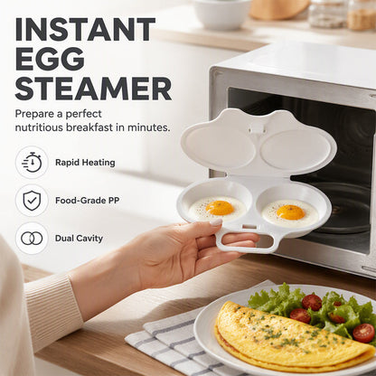 ⏰Last Day Special Price ￡6.99!!⏰Microwave Egg Poacher – Dual-Cavity Steamer, Rapid Heating, Non-Stick PP – Ideal for Home, Office & Travel! 🔥