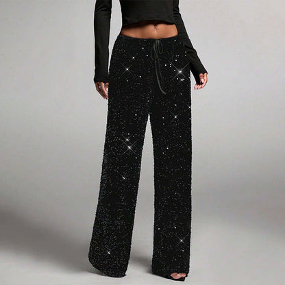 💖LAST DAY SALE 50% OFF🥰👖Women's Sequin Sparkle Wide Leg Pants with Elastic Waistband