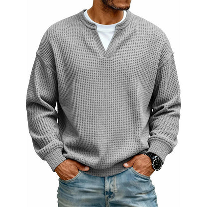 🔥LAST DAY SALE ONLY ￡13.99!!✨ Timeless Comfort | Men's Textured Waffle Layered-Look Long-Sleeve Tee