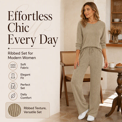 🔥LAST DAY SALE 70% OFF👍✨Women's 2026 UK Ribbed Knit Top & Straight Pants Set