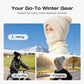 🎉This Week's Special Sales - ￡10.99！！✨Women 3-in-1 Knitted Balaclava Hat, Fleece Lined Warm Hood Beanie with Scarf & Face Mask, Pom Pom Winter Hat for Outdoor Skiing🧣