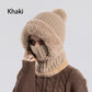 🎉This Week's Special Sales - ￡10.99！！✨Women 3-in-1 Knitted Balaclava Hat, Fleece Lined Warm Hood Beanie with Scarf & Face Mask, Pom Pom Winter Hat for Outdoor Skiing🧣