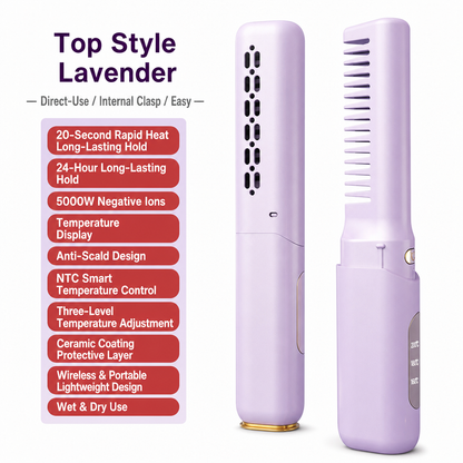 ⏳ LAST DAY SALE 50% OFF!!🔥✨Portable Cordless Hair Straightener Brush🔥 Curler 2 in 1 Mini Rechargeable Hair Straightening Comb for Travel💇‍♀️✨