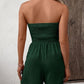 🎉Last Day Promotion 49% OFF💃Women's Fake Buttons Frill Trim Shirred Tie Front Wide Leg Tube Romper